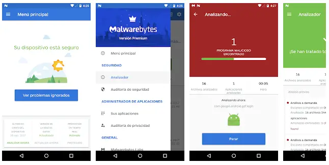 Malwarebytes es una app antivirus para el móvil