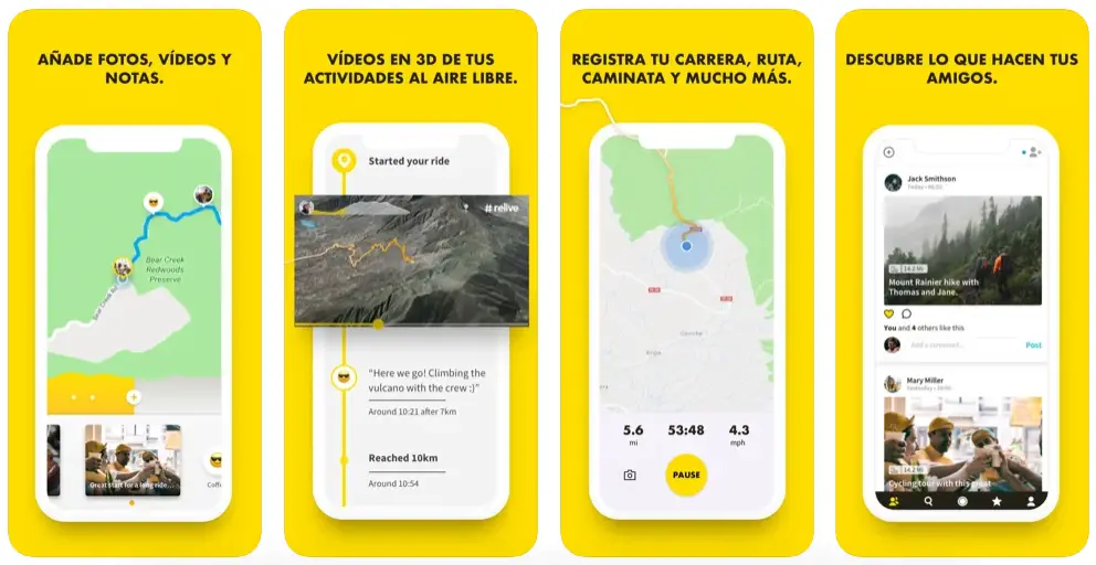 Relive - aplicación para ciclismo con GPS