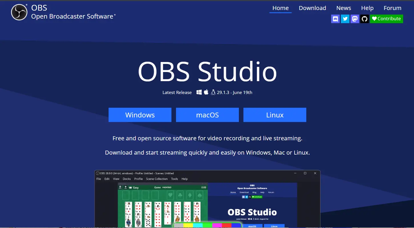 OBS Studio (Open Broadcaster Software) Software de transmisión de código abierto