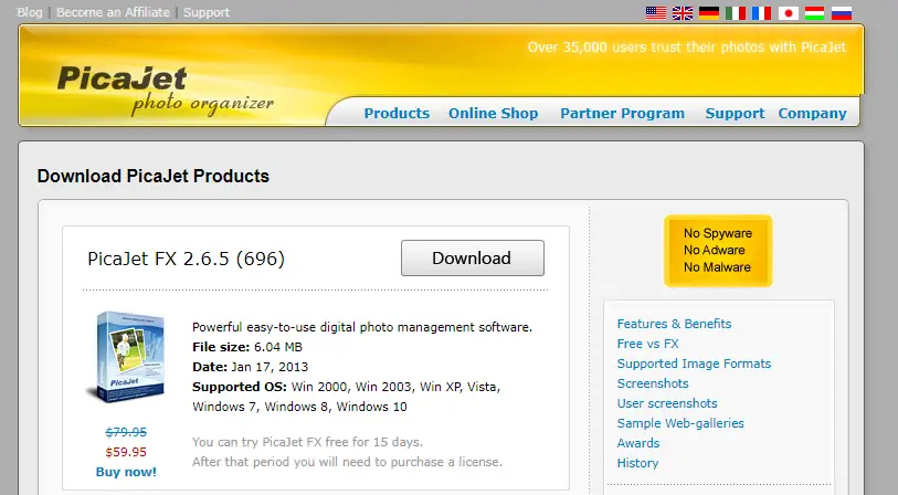 Picajet 2.6.5 Organización y Edición de Fotos