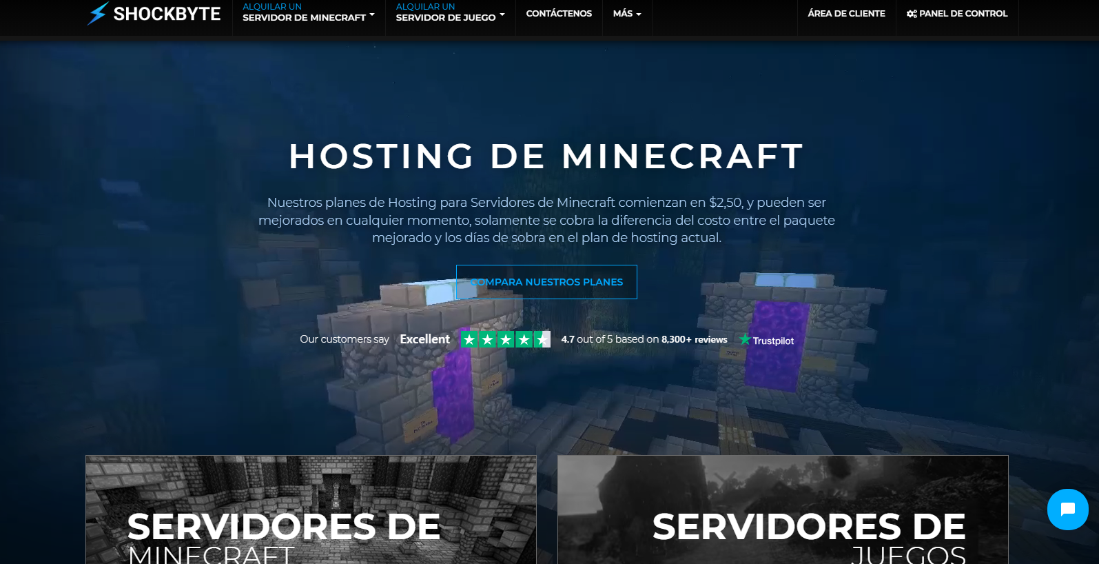 Shockbyte Alojamiento de Servidores de Minecraft de Confianza