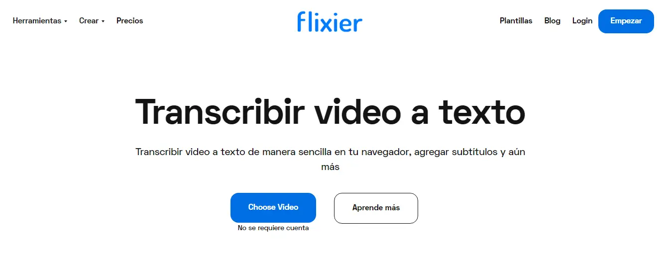Flixier Transcripción de Video a Texto