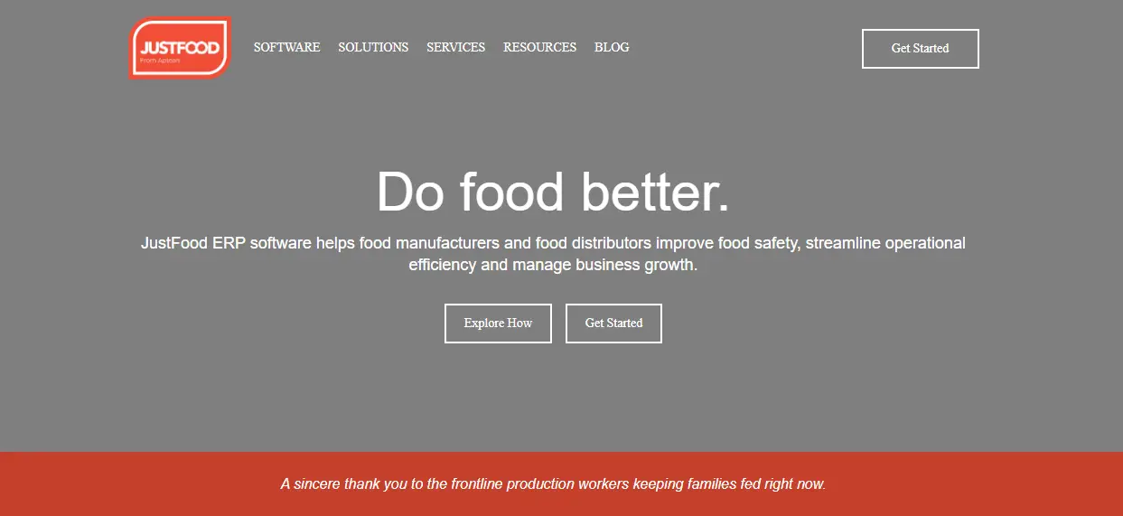 JustFoodERP Solución Integral de Planificación Empresarial para la Industria Alimentaria