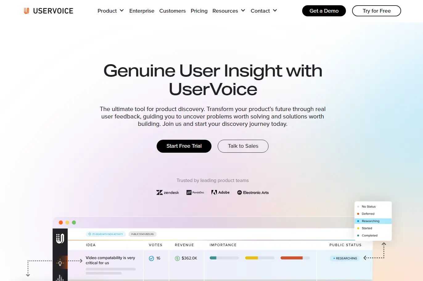 UserVoice Gestión Efectiva de Reseñas de Productos